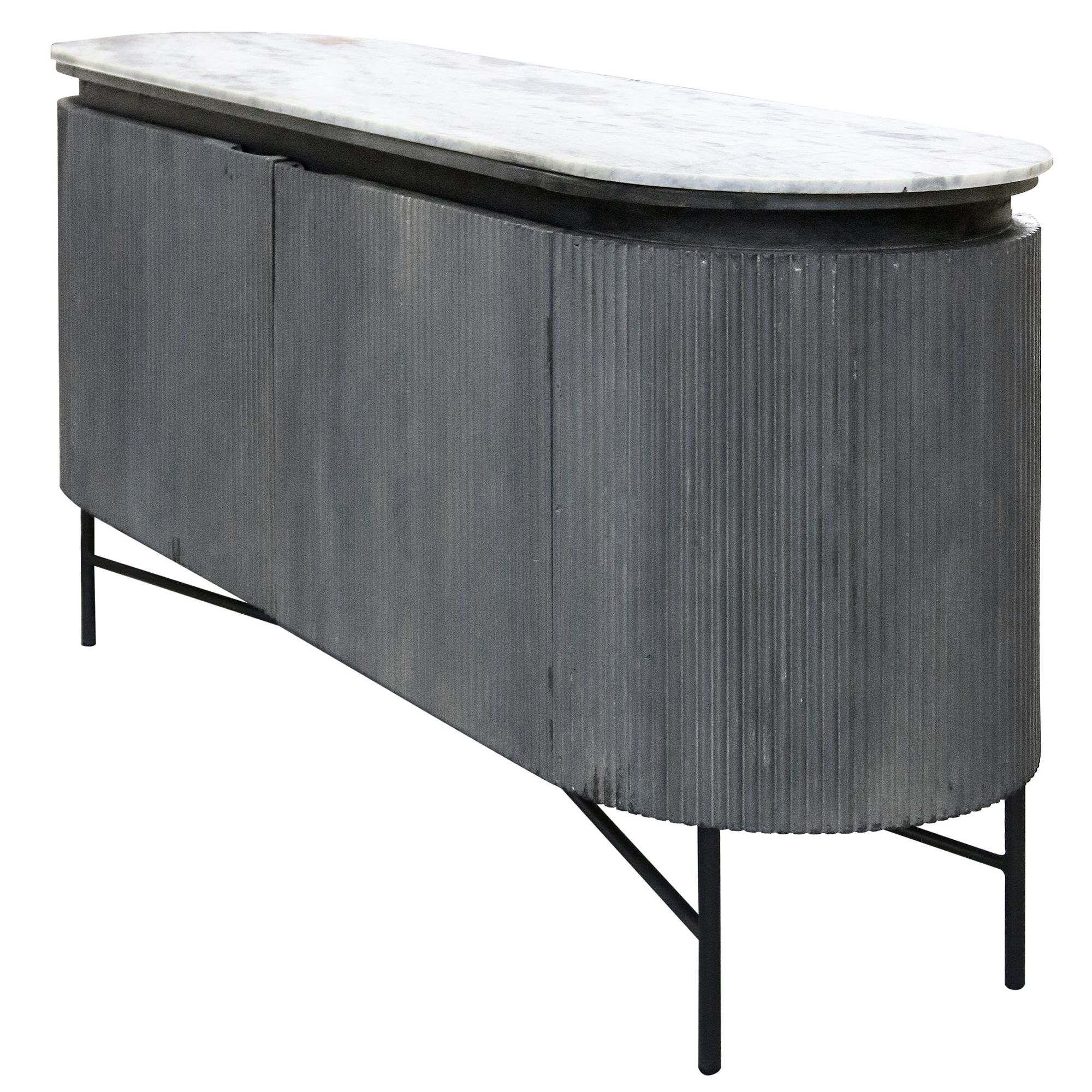 Image 2 Gemma - Racetrack White and Charcoal Sideboard Cabinet with Granite Top more views