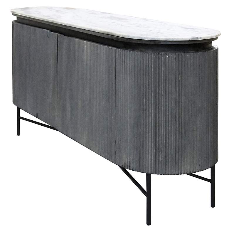 Image 2 Gemma - Racetrack White and Charcoal Sideboard Cabinet with Granite Top more views