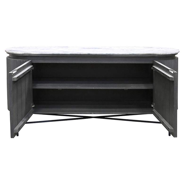 Image 3 Gemma - Racetrack White and Charcoal Sideboard Cabinet with Granite Top more views