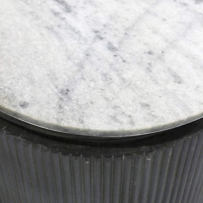 Image 4 Gemma - Racetrack White and Charcoal Sideboard Cabinet with Granite Top more views