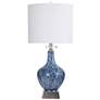 Gemma Silsden 32"  Marbled Blue Art Glass Vase Table Lamp