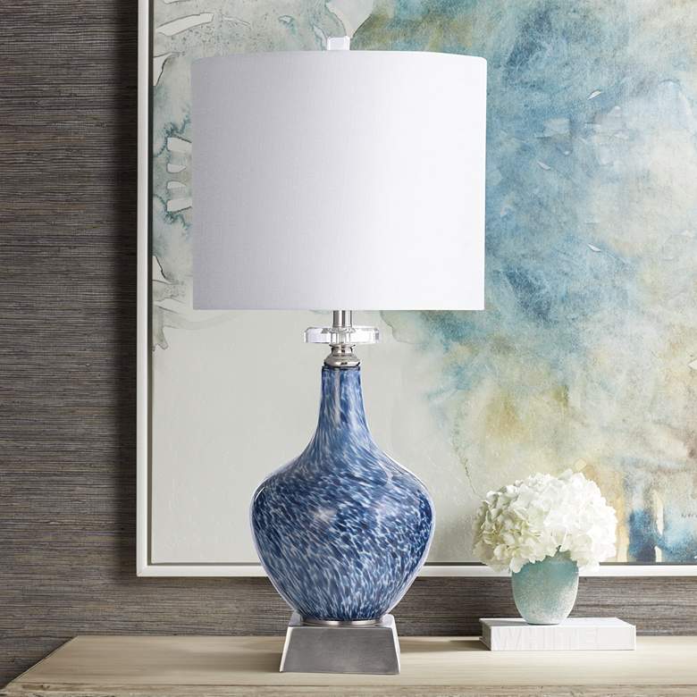 Image 1 Gemma Silsden Marbled Blue Art Glass Vase Table Lamp