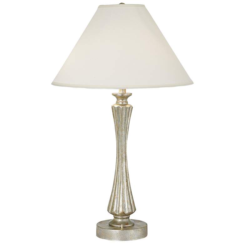 Image 1 Gemma Silver Faux Leaf Ribbed Column Table Lamp
