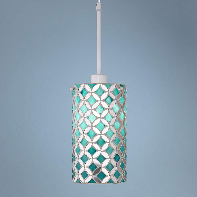 Image 1 Gemma Turquoise Mosaic Glass Mini Pendant