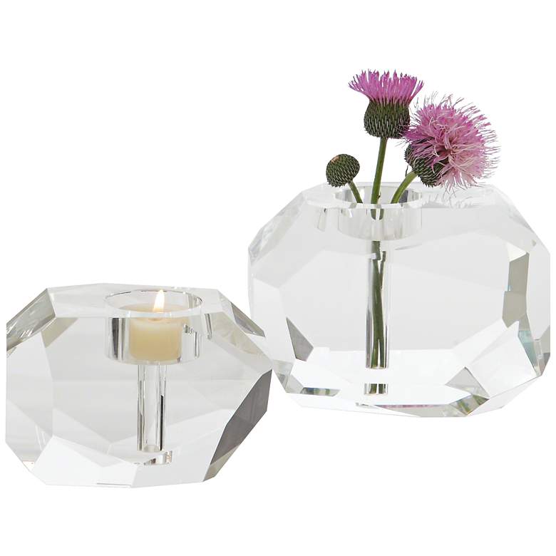 Image 1 Gemstone 4 3/4 inch Wide Crystal Tealight Vase Candle Holder