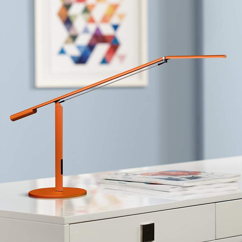 Image 1 Gen 3 Equo Daylight LED Orange Finish Modern Desk Lamp with Touch Dimmer