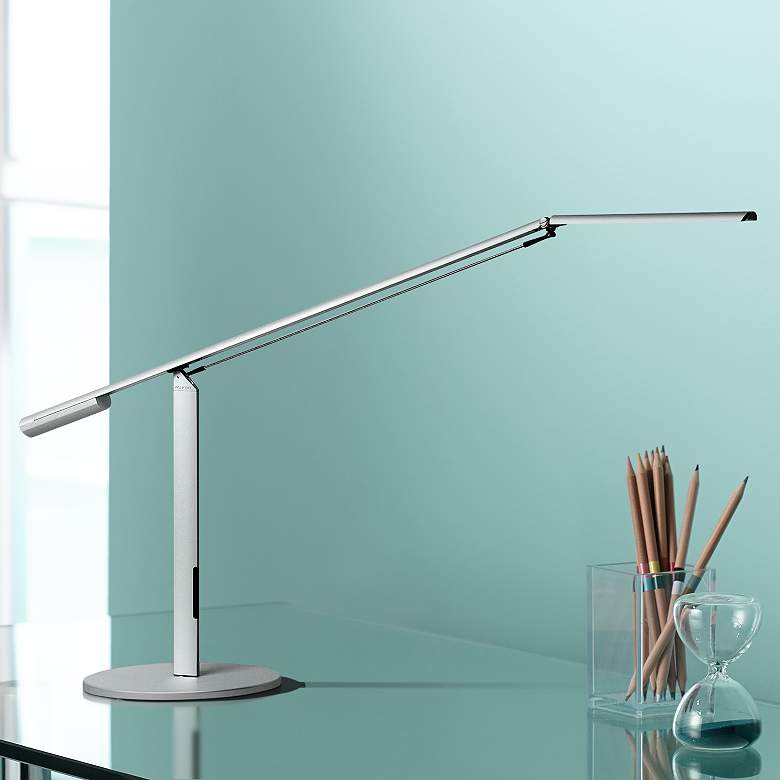 Image 1 Gen 3 Equo Warm Light LED Silver Finish Modern Desk Lamp with Touch Dimmer
