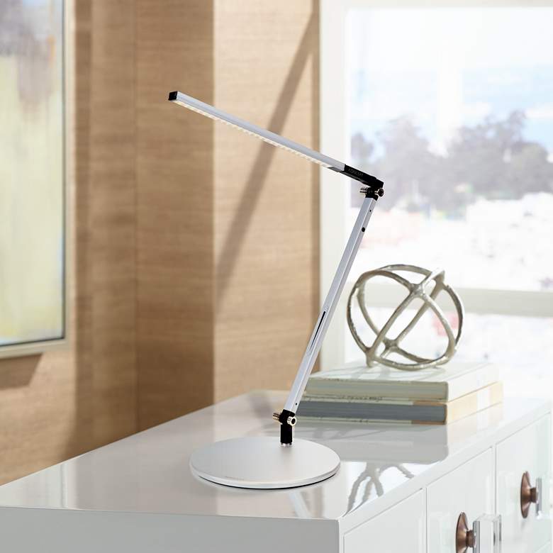 Gen 3 Solo Z-Bar Silver Daylight LED Modern Desk Lamp with Touch Dimmer