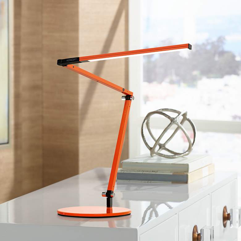Image 1 Gen 3 Z-Bar Mini Warm LED Orange Finish Modern Desk Lamp with Touch Dimmer