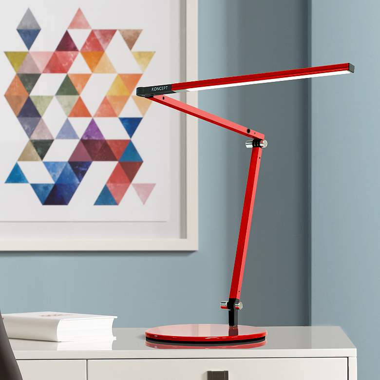 Image 1 Gen 3 Z-Bar Mini Warm LED Red Finish Modern Desk Lamp with Touch Dimmer