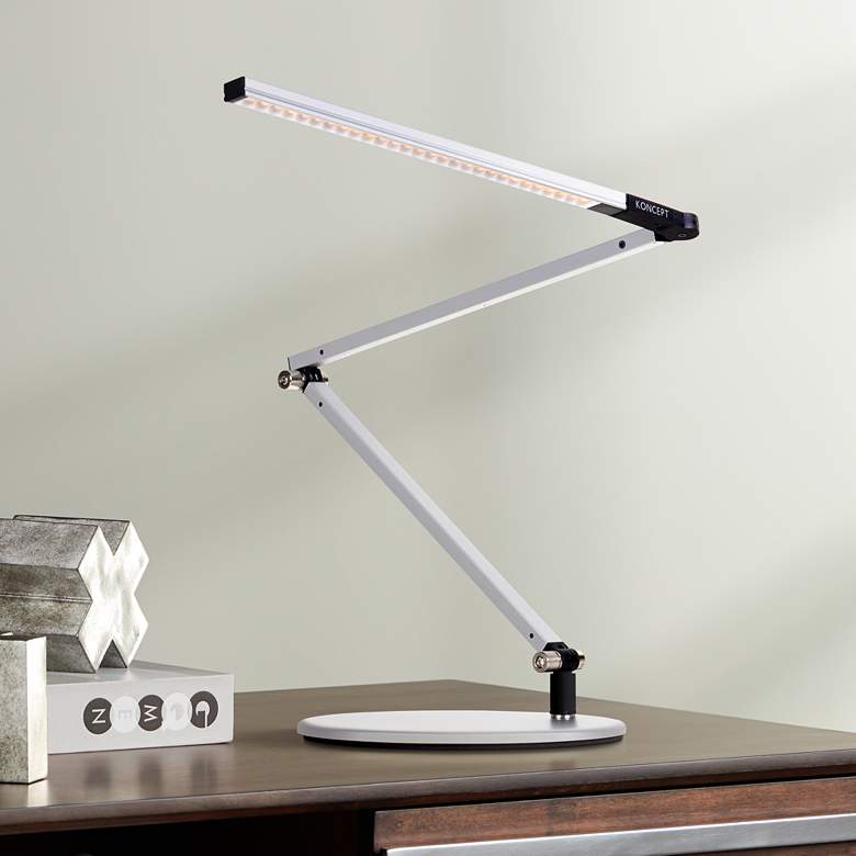 Image 1 Gen 3 Z-Bar Mini Warm LED Silver Finish Modern Desk Lamp with Touch Dimmer