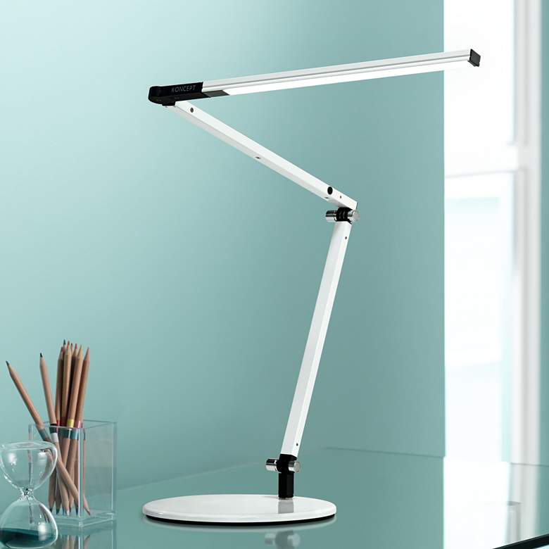 Gen 3 Z-Bar Mini Warm LED White Finish Modern Desk Lamp with Touch Dimmer