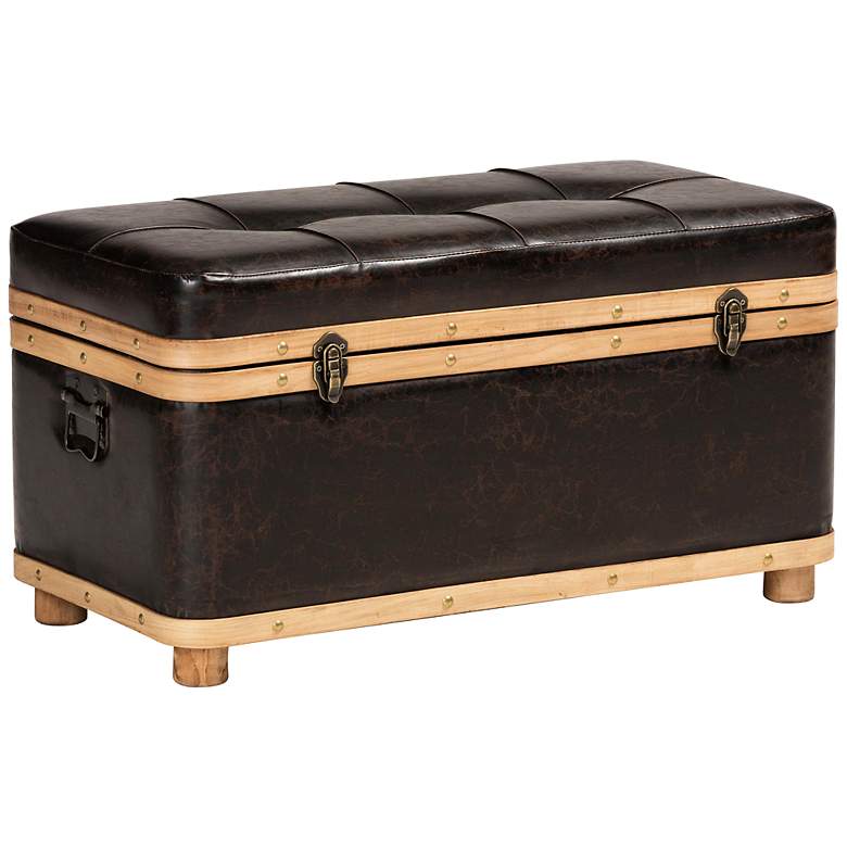 Image 2 Gendry 31 1/2 inch Wide Dark Brown Tufted Storage Ottoman