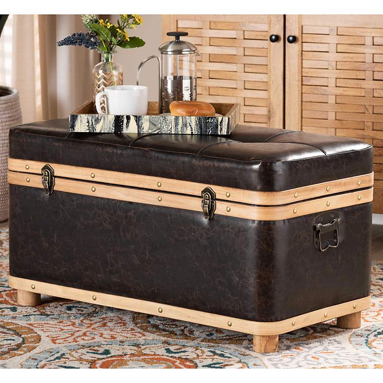 Image 1 Gendry 31 1/2" Wide Dark Brown Tufted Storage Ottoman
