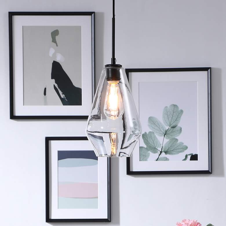 Image 1 Gene 1 Lt Black And Clear Glass Pendant