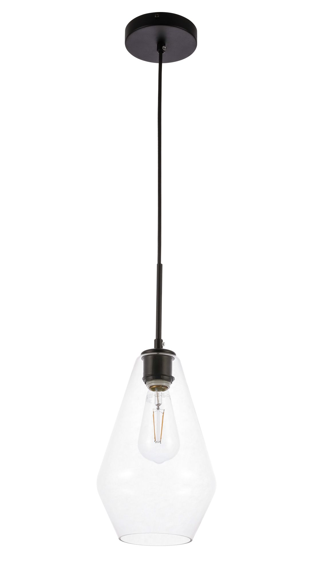 Gene 1 Lt Black And Clear Glass Pendant