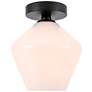 2_Gene 1 Lt Black And Frosted White Glass Flush Mount