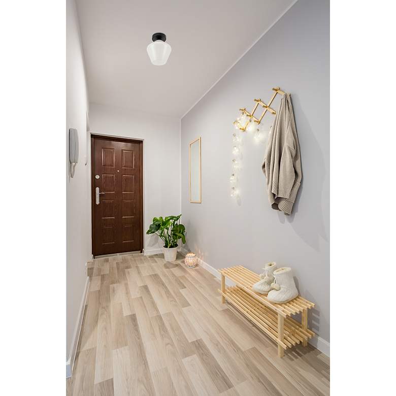 Image 3 Gene 1 Lt Black And Frosted White Glass Flush Mount more views
