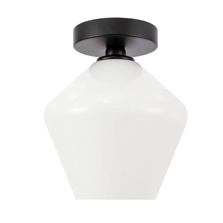 Image 4 Gene 1 Lt Black And Frosted White Glass Flush Mount more views