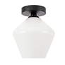 4_Gene 1 Lt Black And Frosted White Glass Flush Mount more views