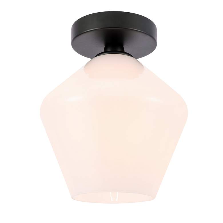 Image 5 Gene 1 Lt Black And Frosted White Glass Flush Mount more views