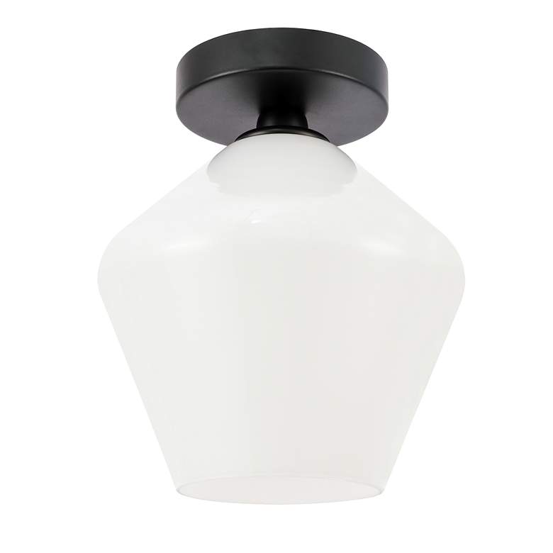 Image 6 Gene 1 Lt Black And Frosted White Glass Flush Mount more views
