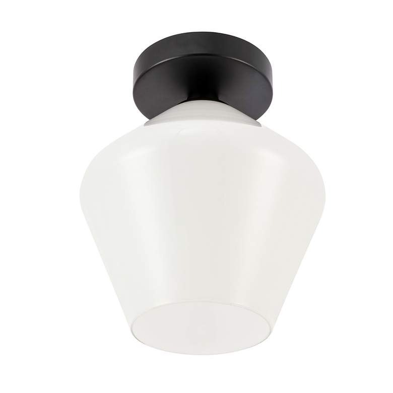 Image 7 Gene 1 Lt Black And Frosted White Glass Flush Mount more views