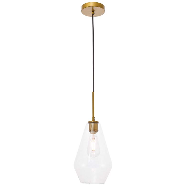 Image 2 Gene 1 Lt Brass And Clear Glass Pendant