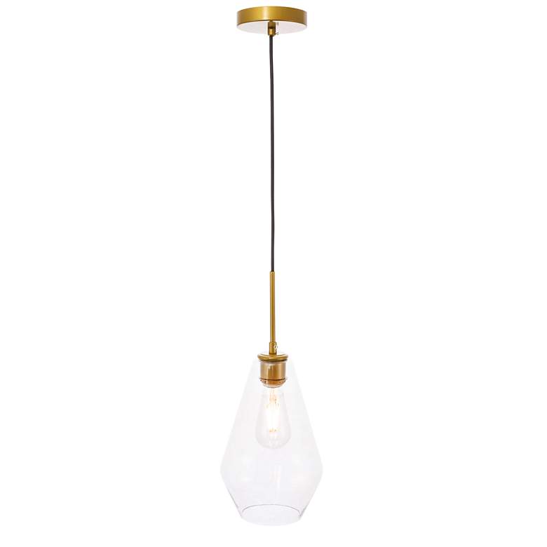 Image 5 Gene 1 Lt Brass And Clear Glass Pendant more views