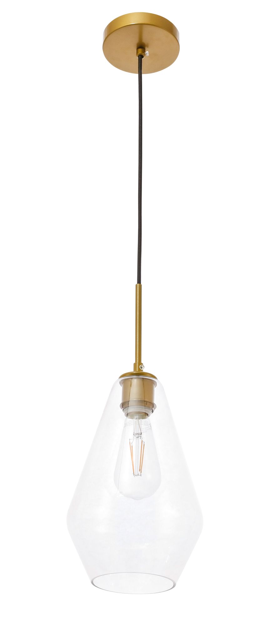 Gene 1 Lt Brass And Clear Glass Pendant