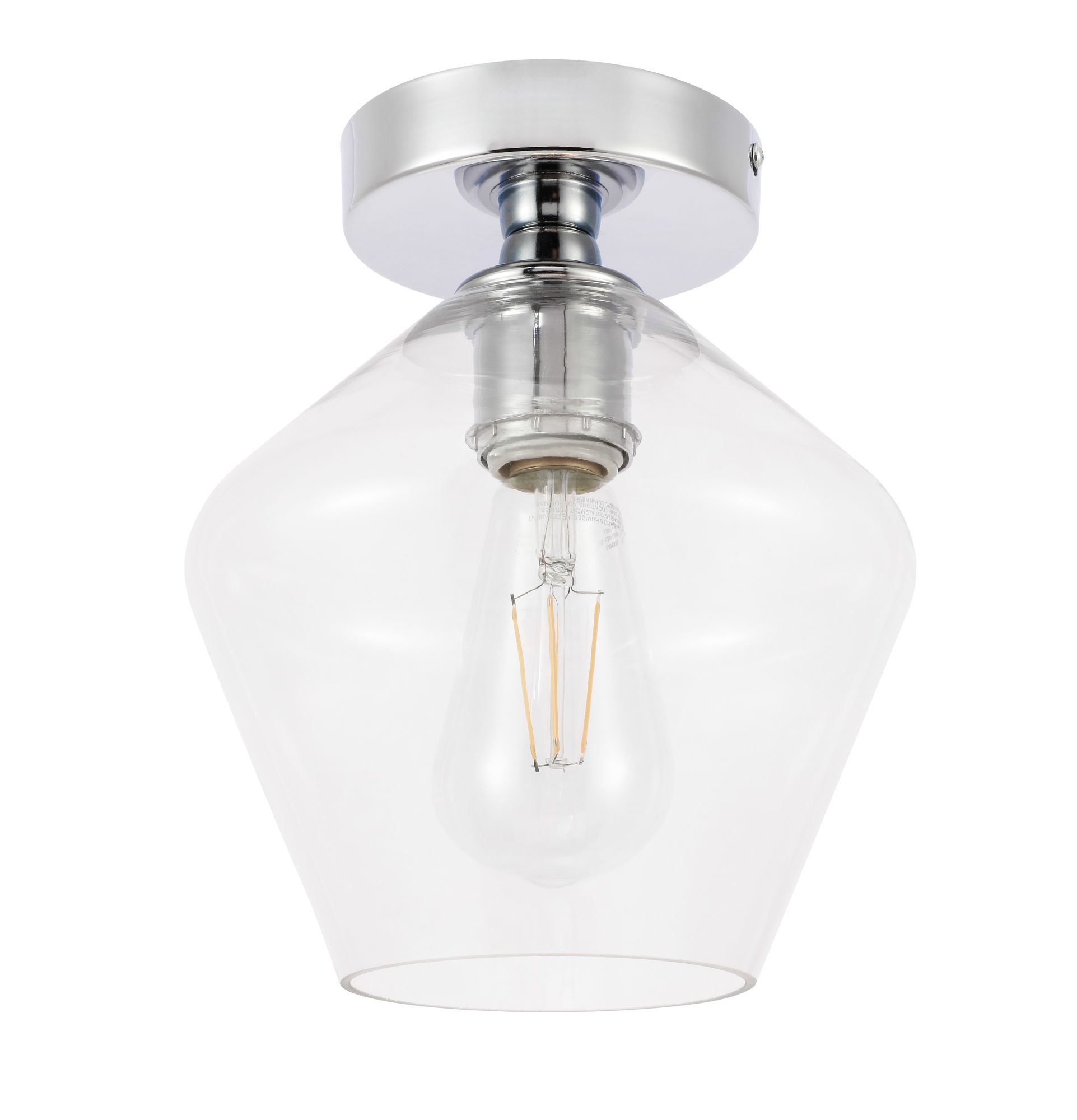 Gene 1 Lt Chrome And Clear Glass Flush Mount