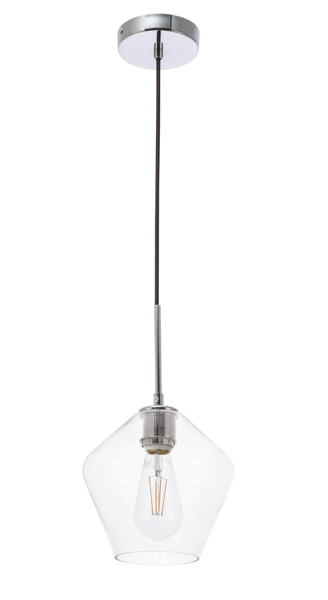 Gene 1 Lt Chrome And Clear Glass Pendant