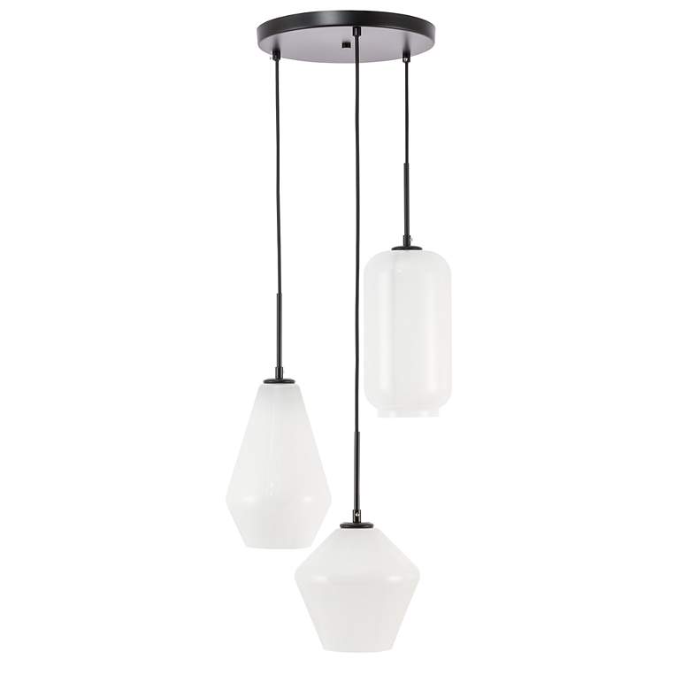 Image 4 Gene 17 1/4" Wide Black Multi-Light Pendant with White Glass more views