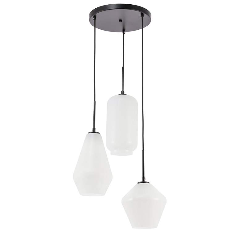 Image 6 Gene 17 1/4" Wide Black Multi-Light Pendant with White Glass more views