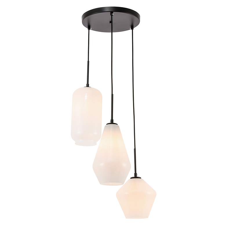 Image 7 Gene 17 1/4" Wide Black Multi-Light Pendant with White Glass more views