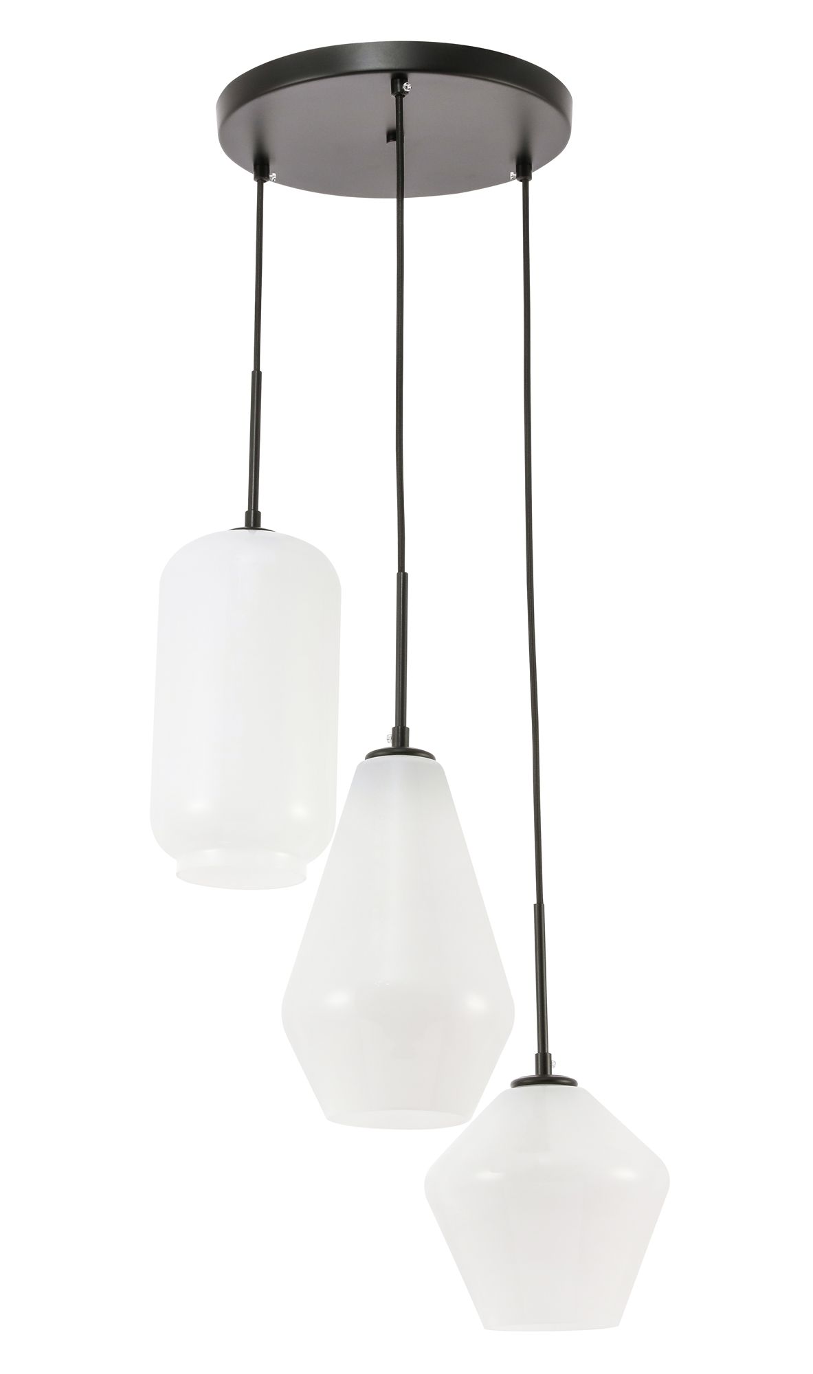 Gene 17 1/4" Wide Black Multi-Light Pendant with White Glass