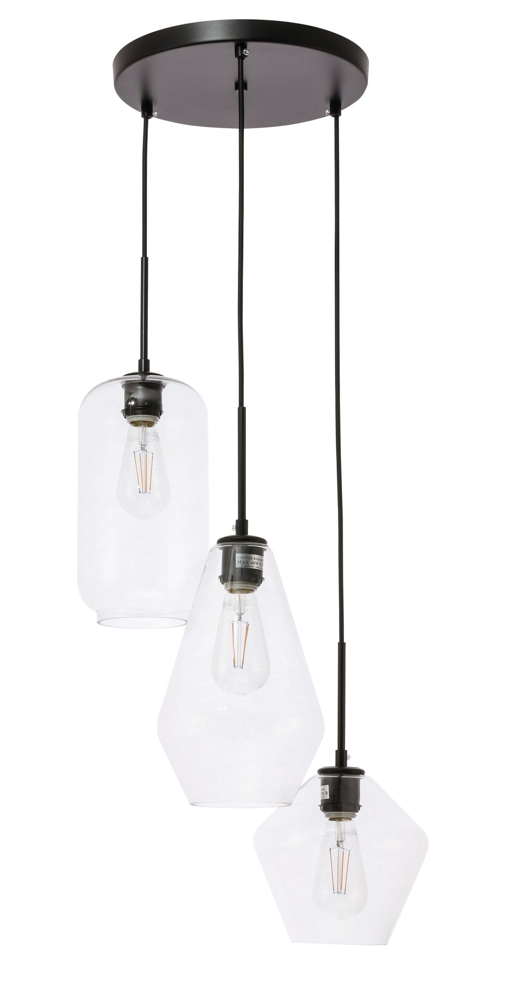 Gene 17 1/4" Wide Black Multi-Light Pendant