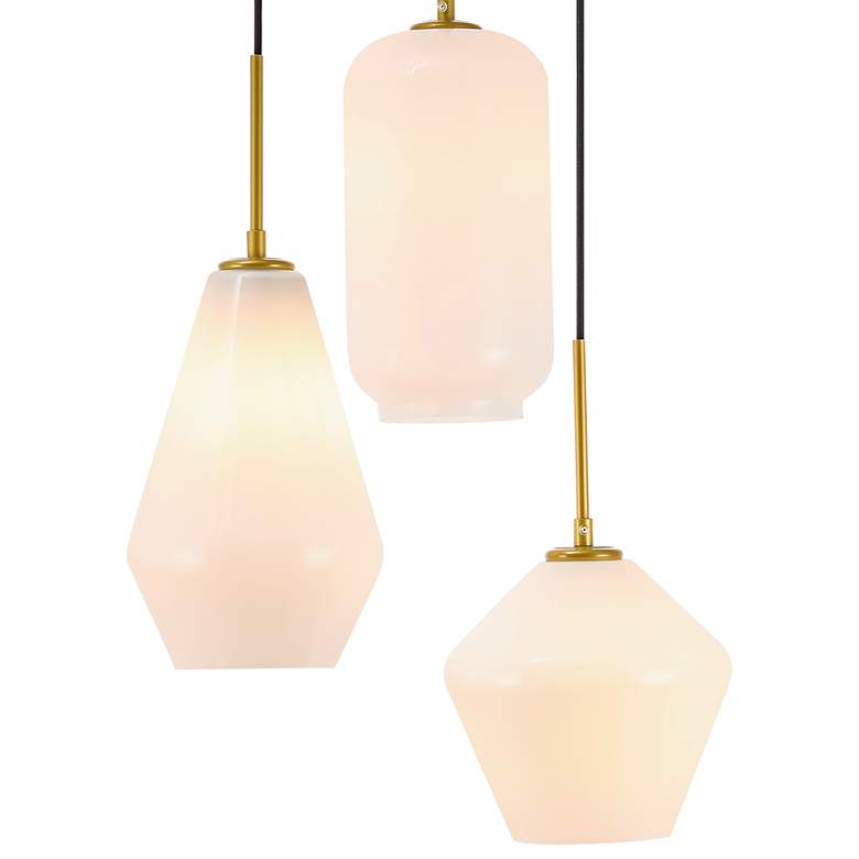 Image 4 Gene 17 1/4" Wide Brass Multi-Light Pendant with White Glass more views