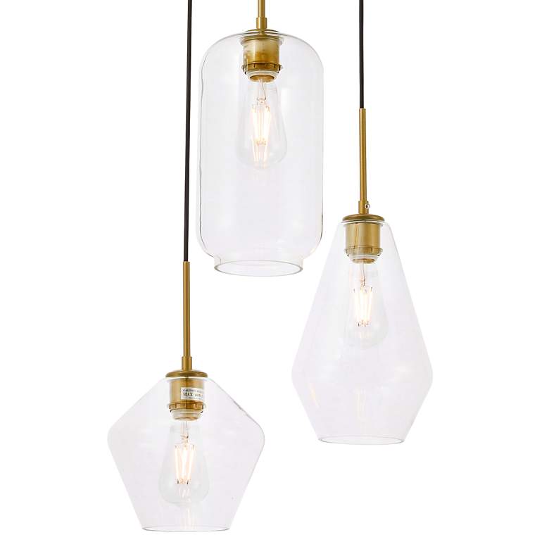 Image 4 Gene 17 1/4" Wide Brass Multi-Light Pendant more views