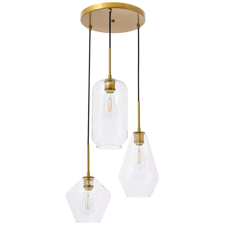 Image 5 Gene 17 1/4" Wide Brass Multi-Light Pendant more views
