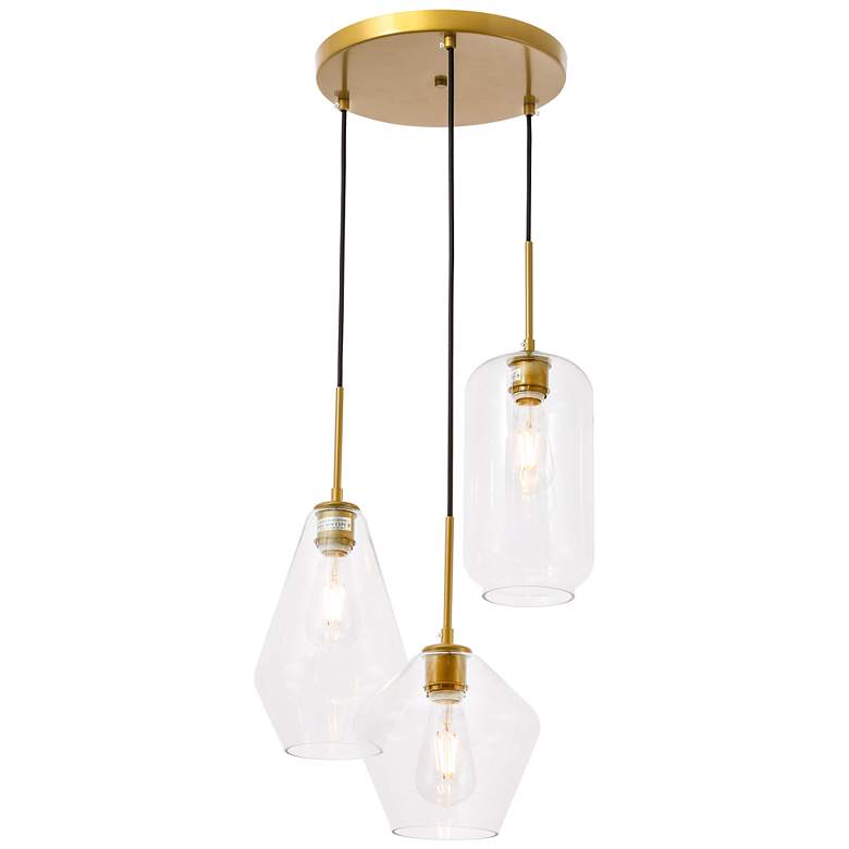 Image 6 Gene 17 1/4" Wide Brass Multi-Light Pendant more views
