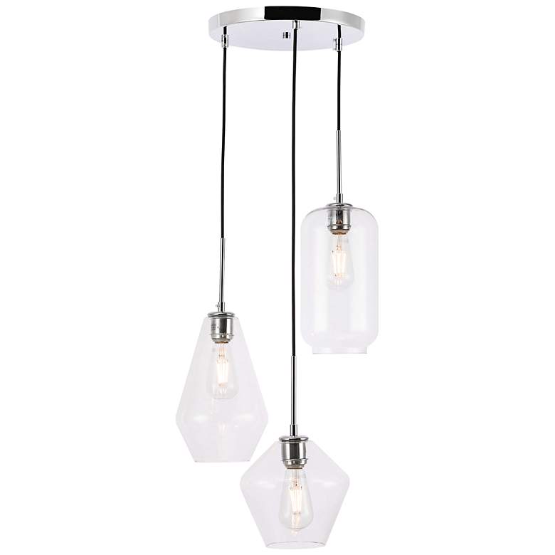 Image 1 Gene 17 1/4" Wide Chrome Multi-Light Pendant