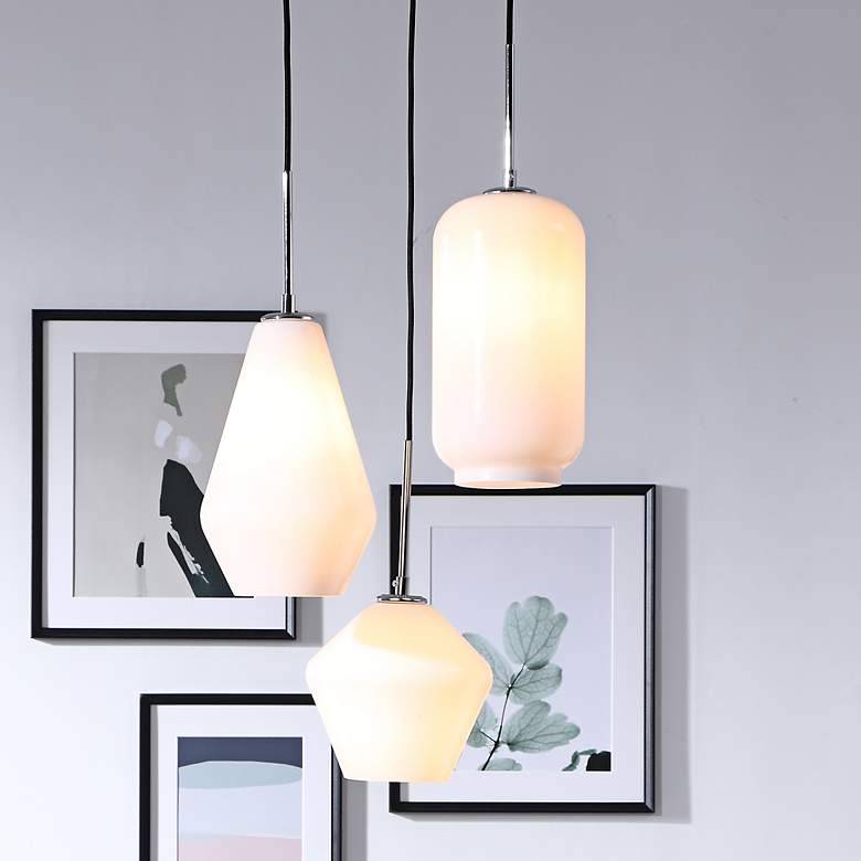 Image 2 Gene 17 1/4"W Chrome Multi-Light Pendant with White Glass