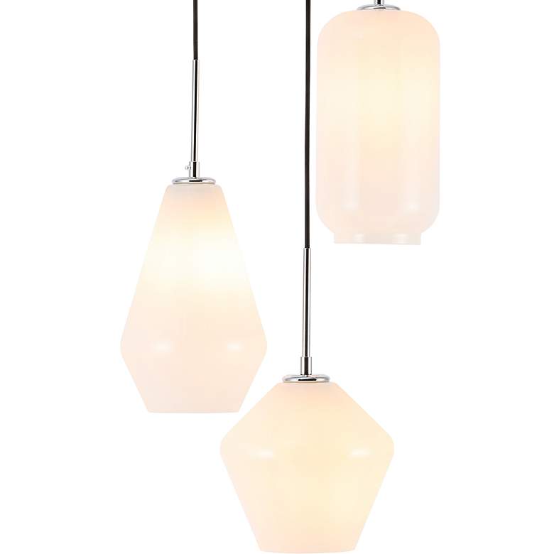 Image 4 Gene 17 1/4"W Chrome Multi-Light Pendant with White Glass more views