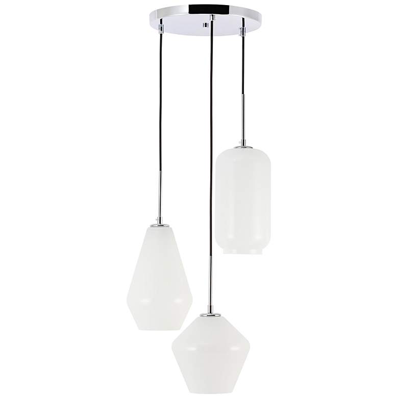 Image 5 Gene 17 1/4"W Chrome Multi-Light Pendant with White Glass more views