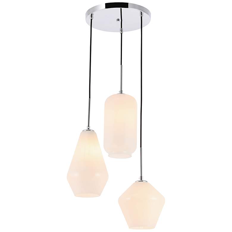 Image 6 Gene 17 1/4"W Chrome Multi-Light Pendant with White Glass more views