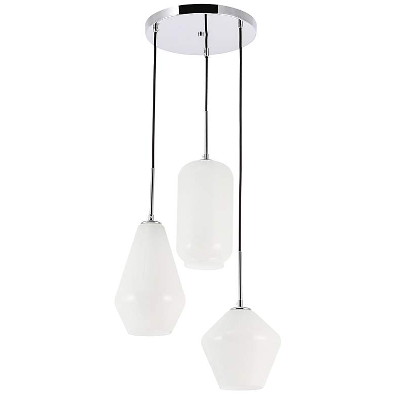 Image 7 Gene 17 1/4"W Chrome Multi-Light Pendant with White Glass more views