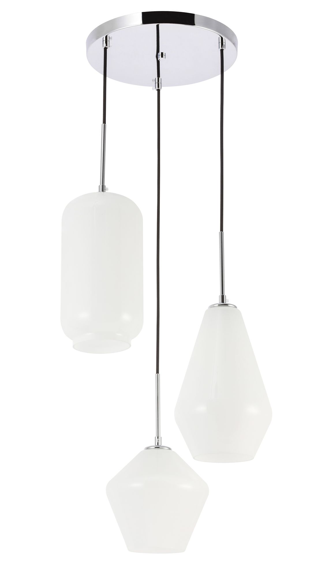 Gene 17 1/4"W Chrome Multi-Light Pendant with White Glass in scene