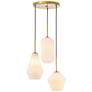 Gene 3 Lt Brass And Frosted White Glass Pendant