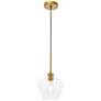 Gene 8" Wide Brass and Clear Glass Mini Pendant